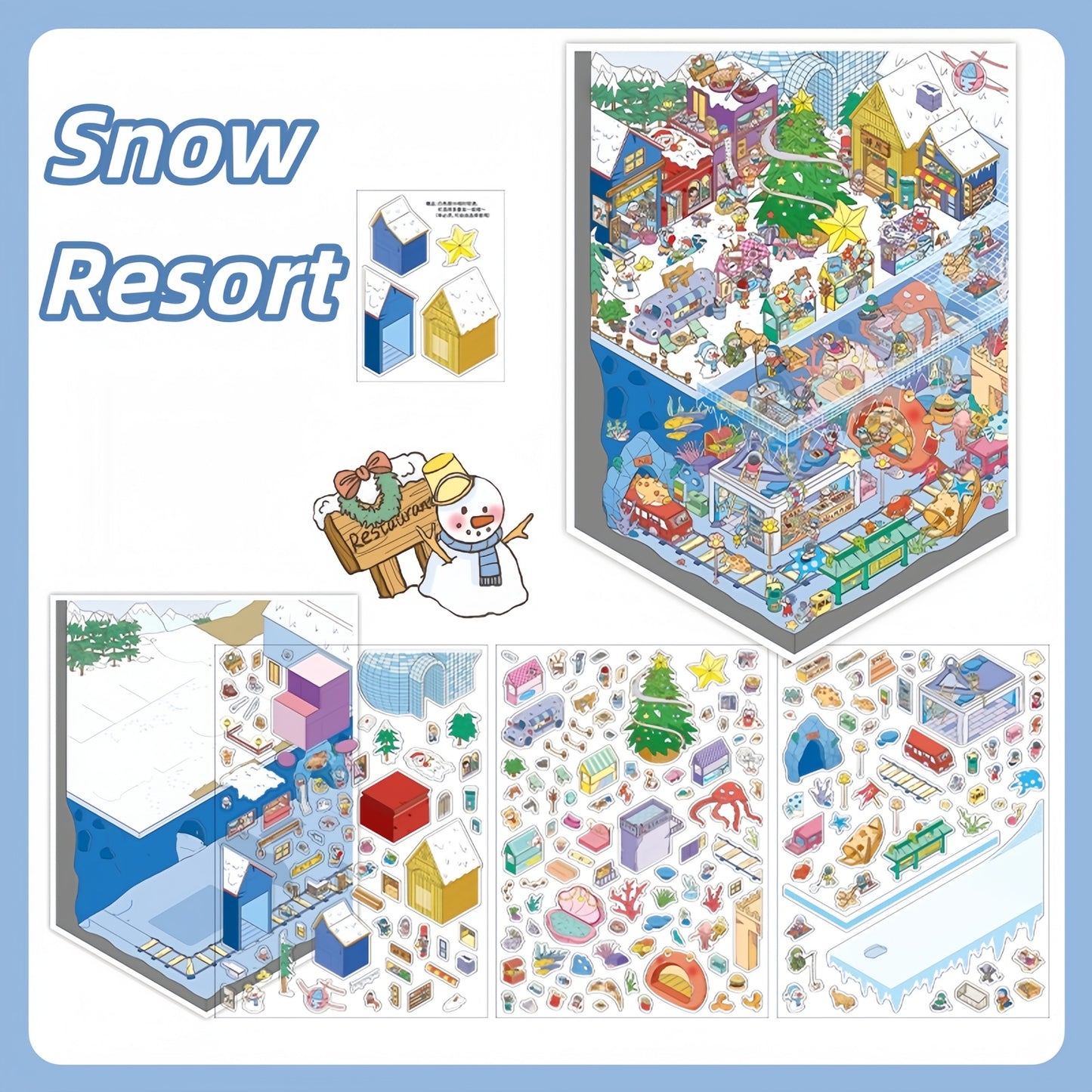 Resort Series 3D Sticker | 2 Cute Miniature Scenes