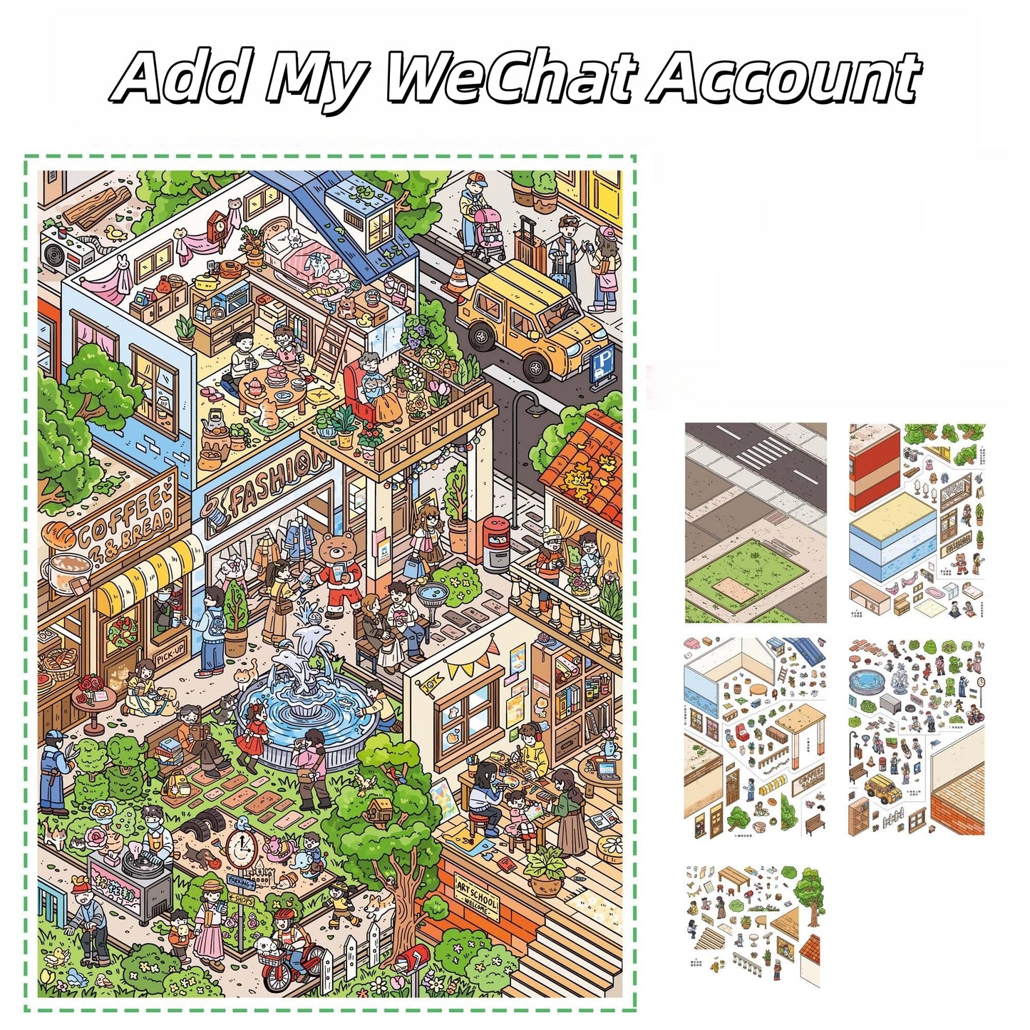 Streetscape 3D Sticker | 4 Cute Miniature Scenes