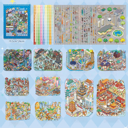 Chinese Cities 3D Sticker Book