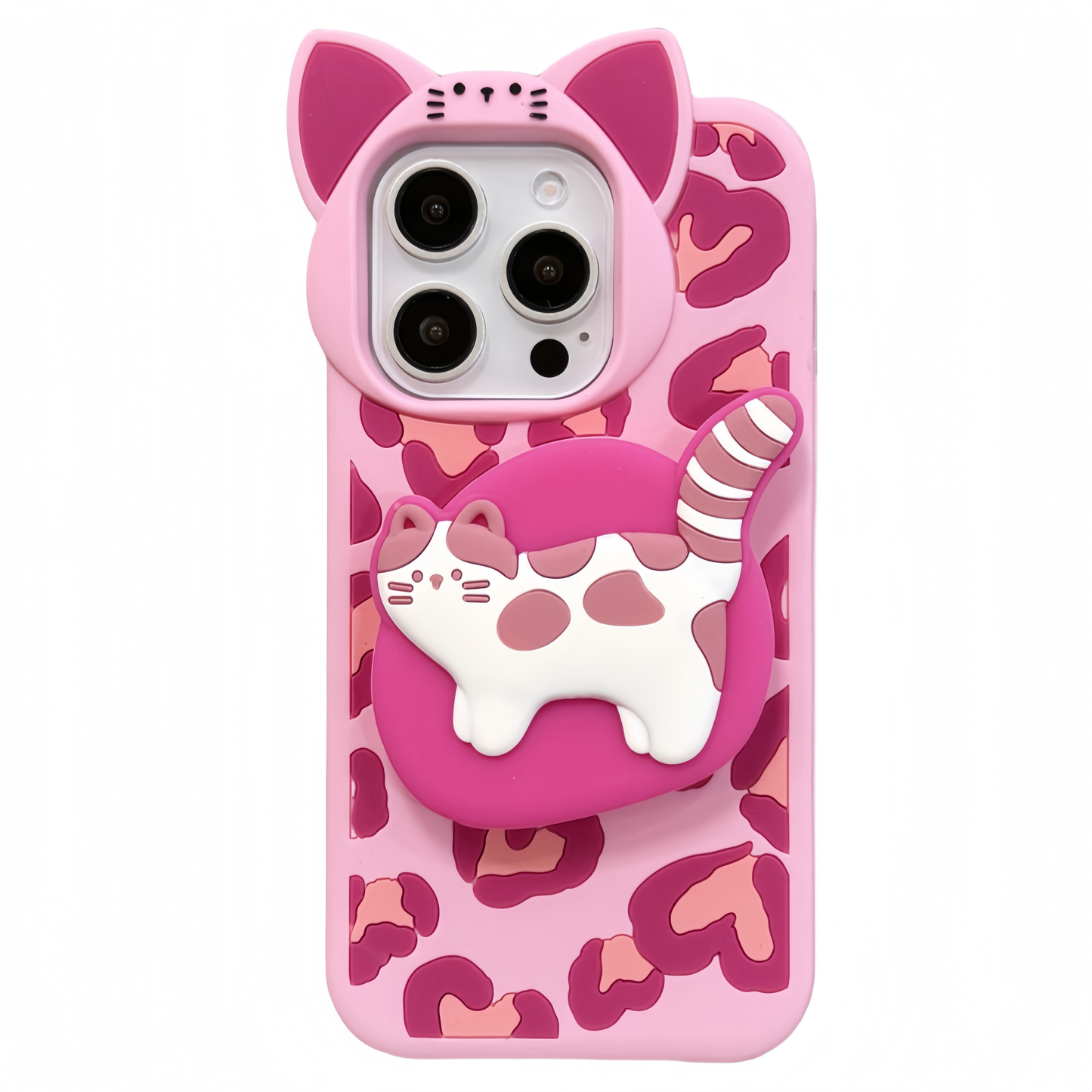 Anime Leopard Pattern Kitty Silicone Phone Case