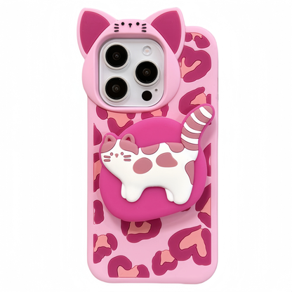 Anime Leopard Pattern Kitty Silicone Phone Case