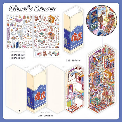 Giant's Stationery 3D Sticker | 2 Cute Miniature Scenes