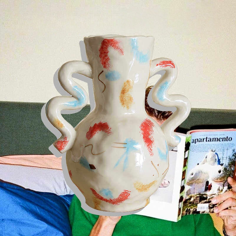 Hand-Painted Ceramic Vase & Mug