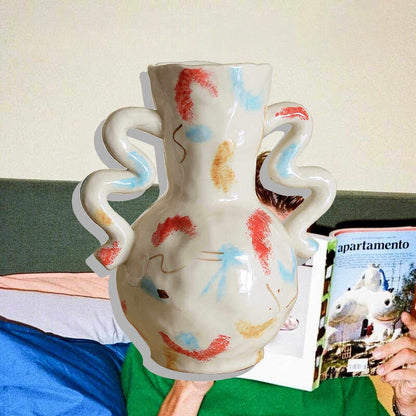 Hand-Painted Ceramic Vase & Mug