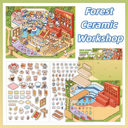 Simulation Management 3D Sticker | 4 Cute Miniature Scenes