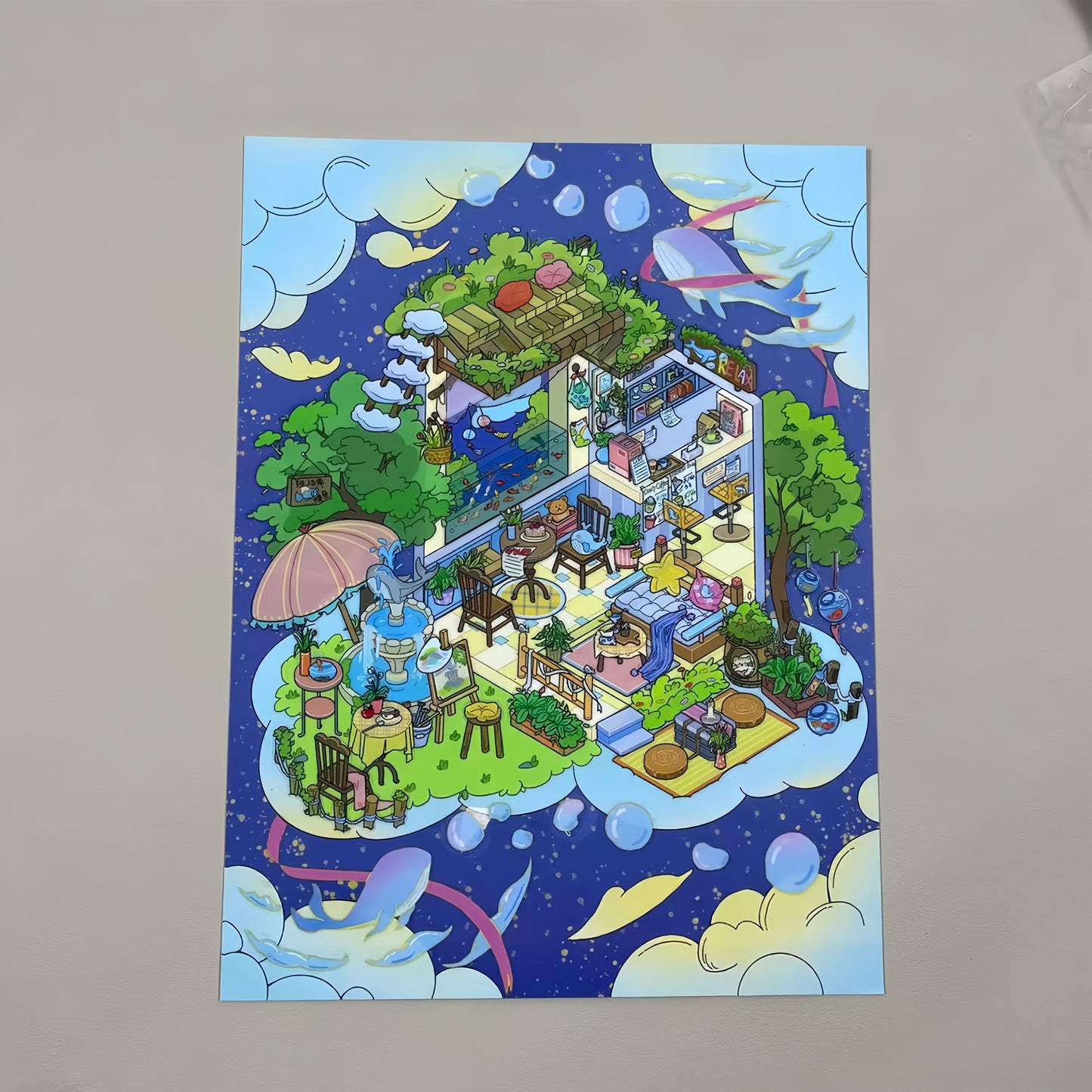 Beyond The Clouds 3D Sticker | 4 Cute Miniature Scenes