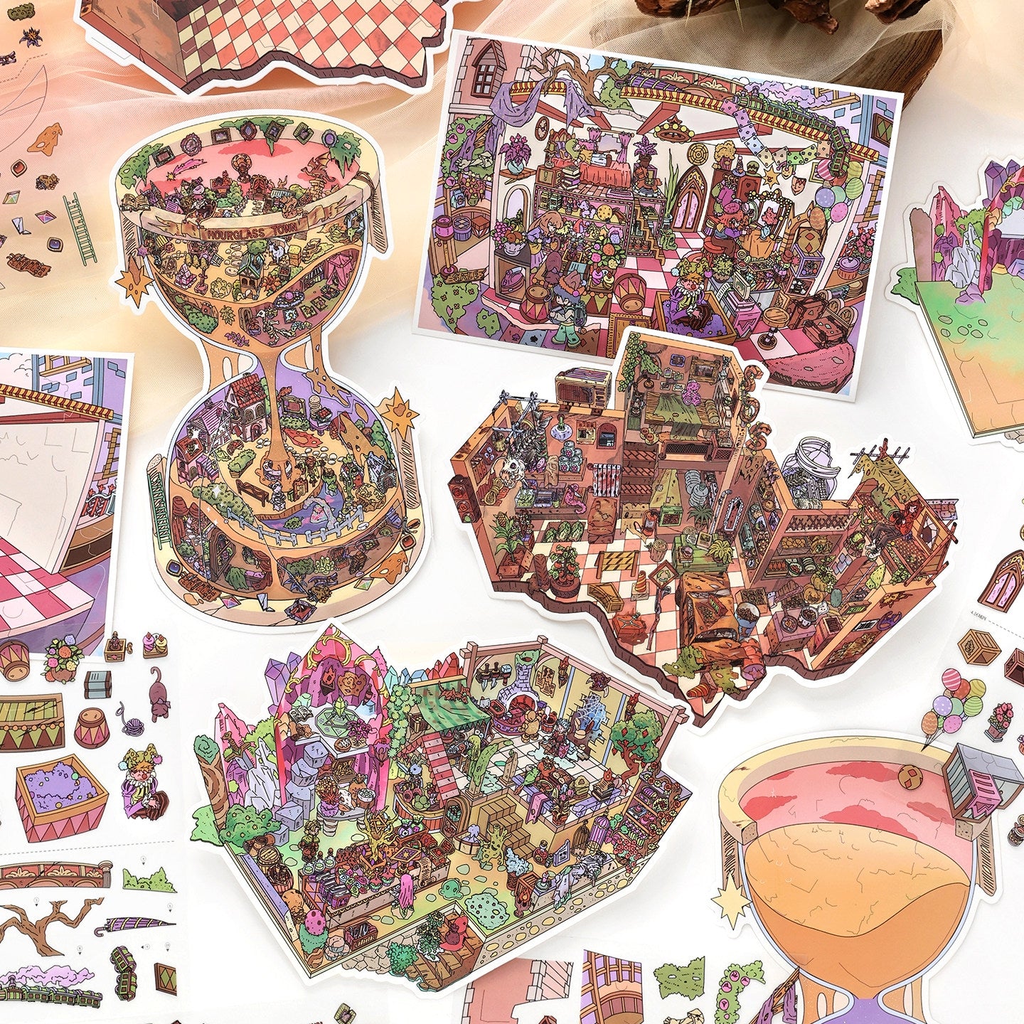 Dark Fantasy 3D Sticker | 4 Cute Miniature Scenes