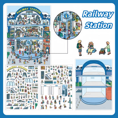 Simulation Management 3D Sticker | 2 Cute Miniature Scenes