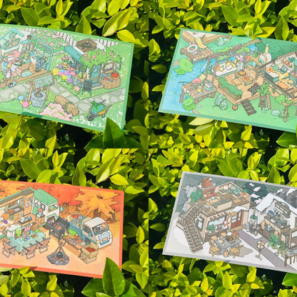 Solar Term 3D Sticker | 4 Cute Miniature Scenes