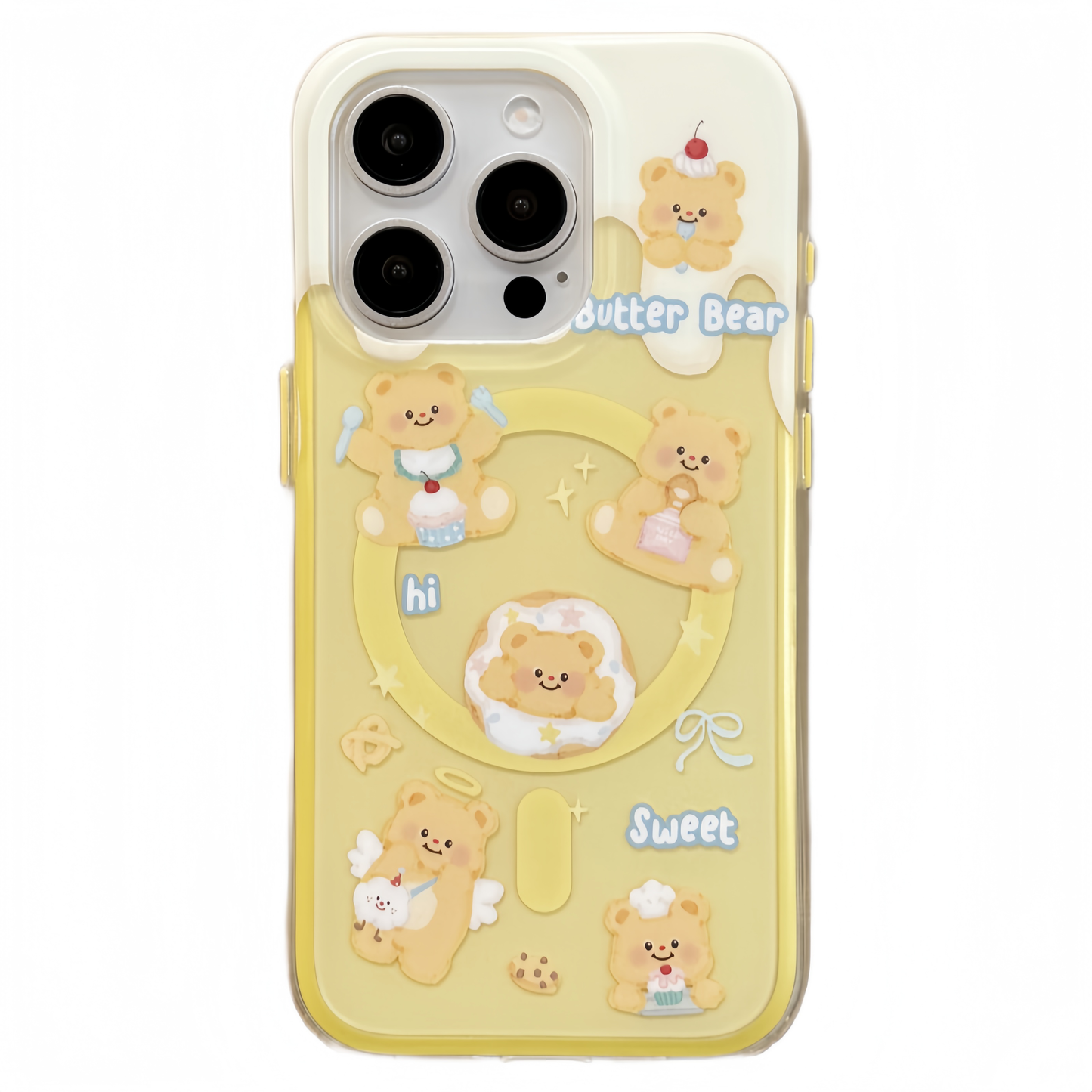 Cartoon Butter Bear Magnetic Stand Silicone Phone Case