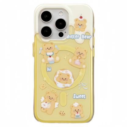 Cartoon Butter Bear Magnetic Stand Silicone Phone Case