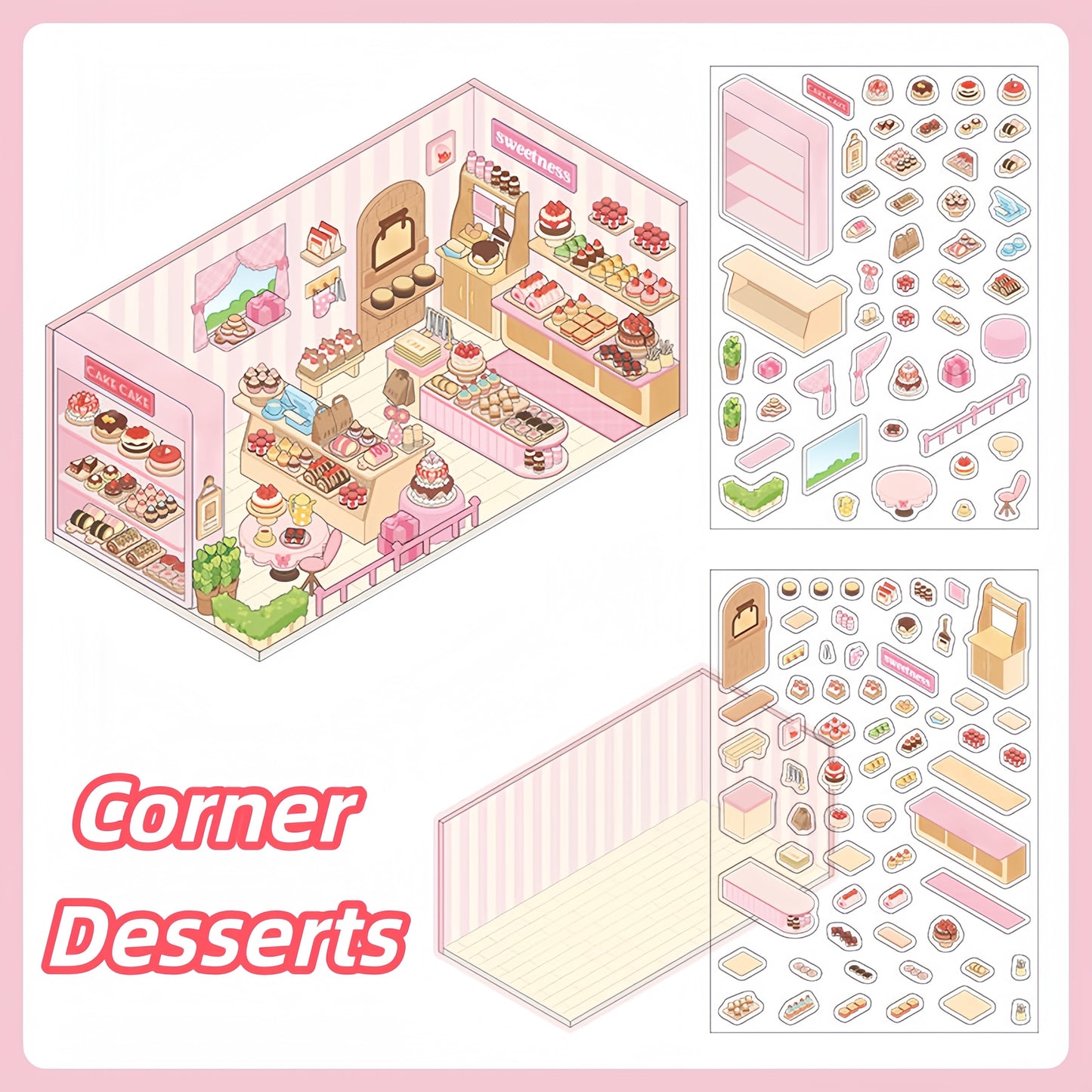 Small Corner Series 3D Sticker | 4 Cute Miniature Scenes