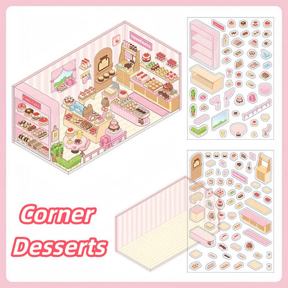 Small Corner Series 3D Sticker | 4 Cute Miniature Scenes