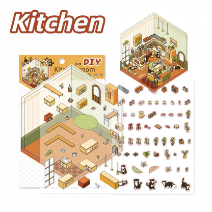 My House 3D Sticker | 4 Cute Miniature Scenes
