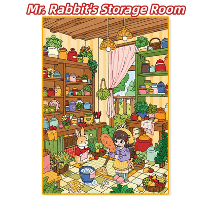 Mr. Rabbit's House 3D Sticker | 2 Cute Miniature Scenes