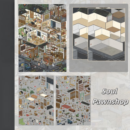 City of Shadows 3D Sticker | 3 Cute Miniature Scenes