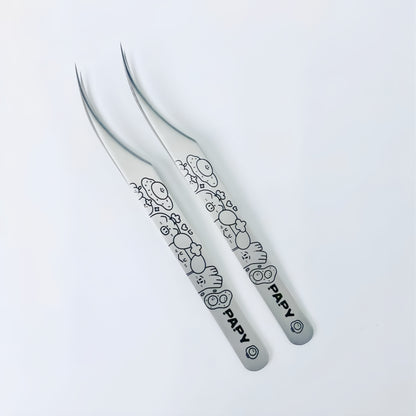 Black and White Hand-drawn Style Professional Sticker Tweezers