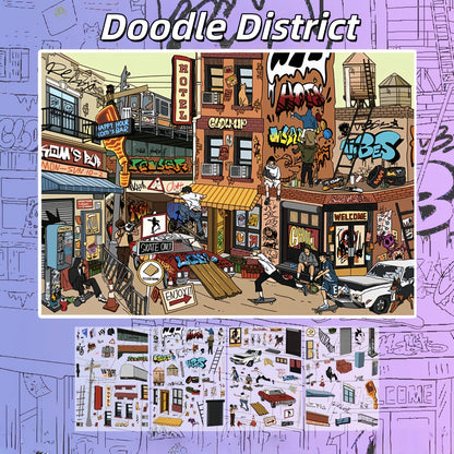Doodle Series 3D Sticker | 3 Cute Miniature Scenes