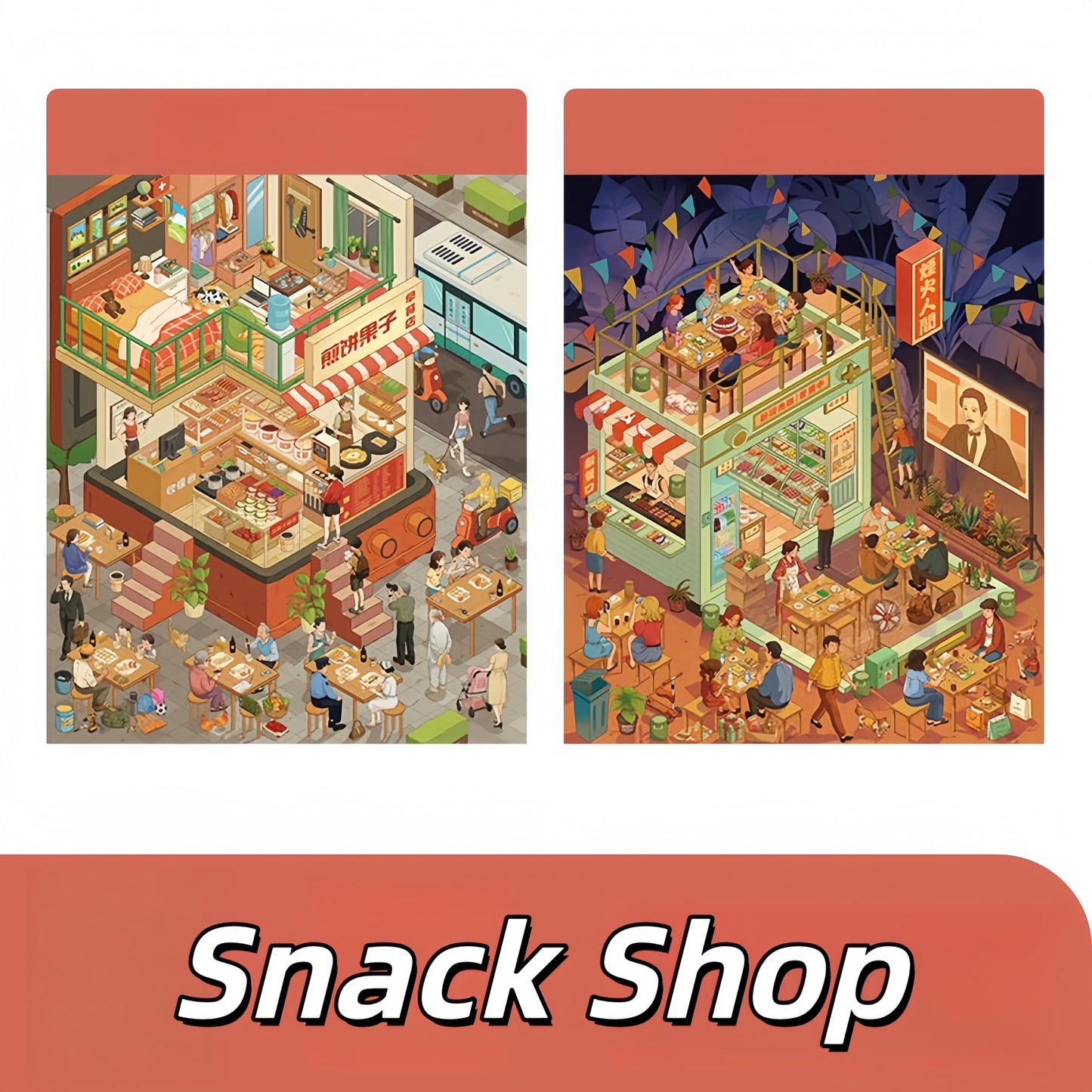 Snack Shop 3D Sticker | 2 Cute Miniature Scenes