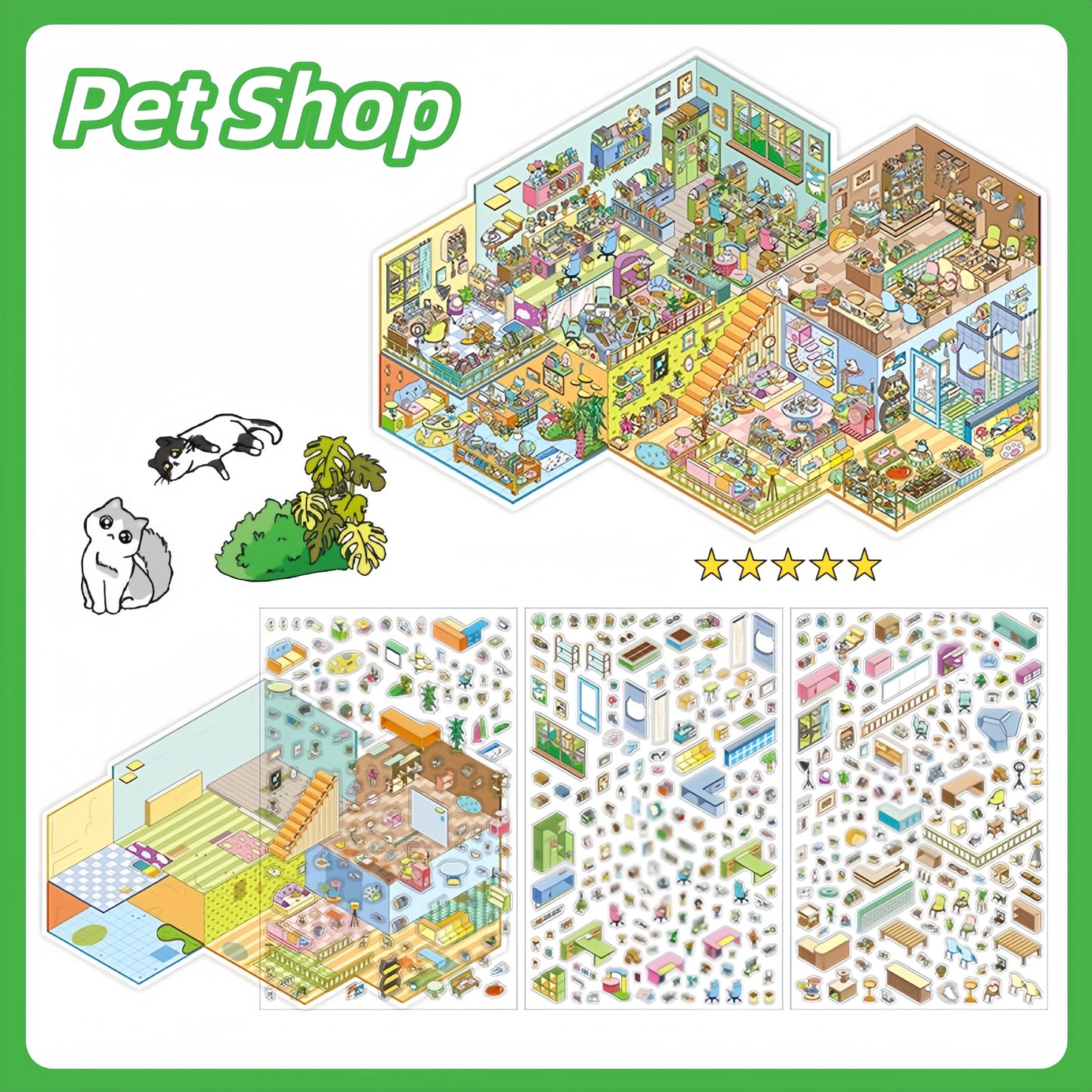 Work Routine 3D Sticker | 2 Cute Miniature Scenes
