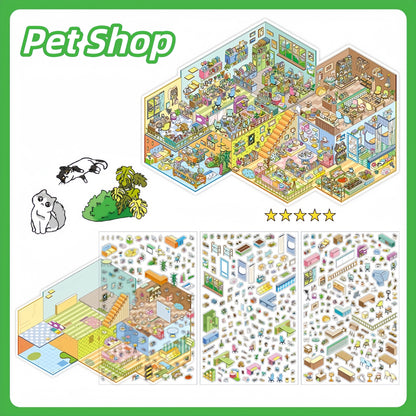 Work Routine 3D Sticker | 2 Cute Miniature Scenes