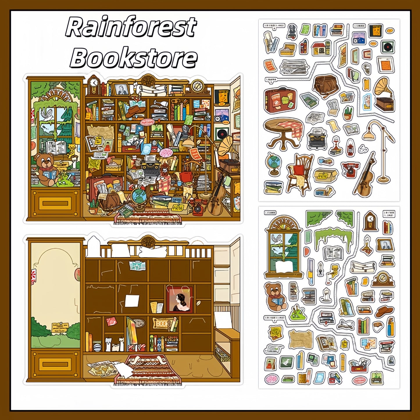 Little Stores 3D Sticker | 4 Cute Miniature Scenes