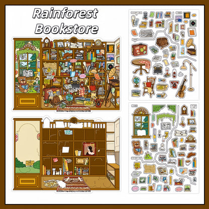 Little Stores 3D Sticker | 4 Cute Miniature Scenes