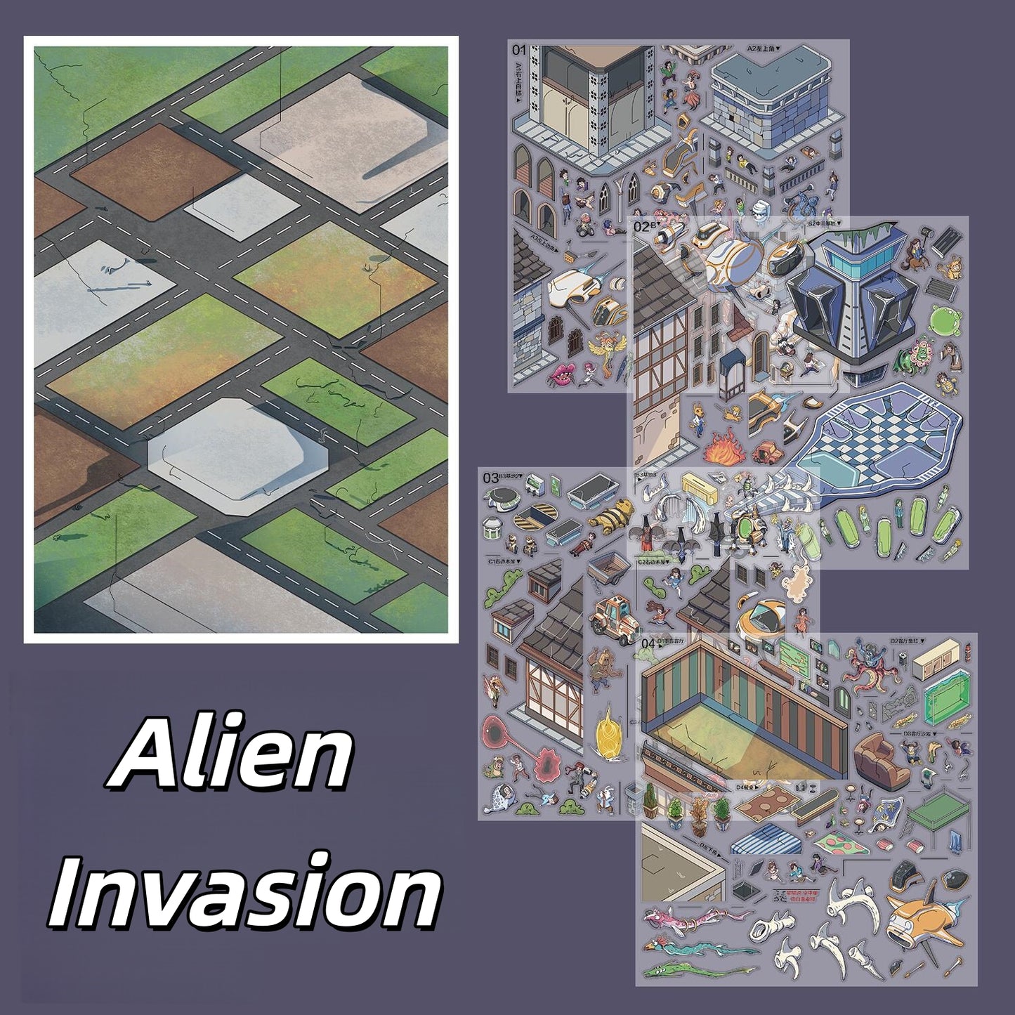 Disaster Series 3D Sticker | 4 Cute Miniature Scenes