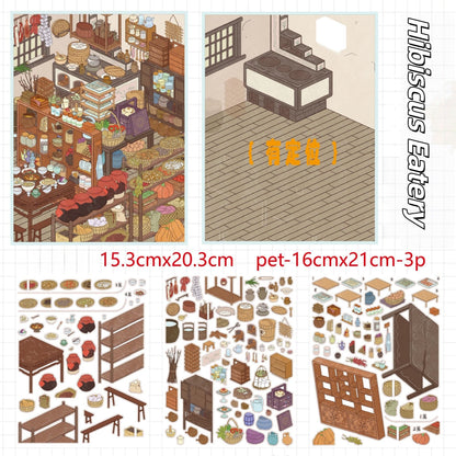 City of Spring Tales 3D Sticker | 4 Cute Miniature Scenes