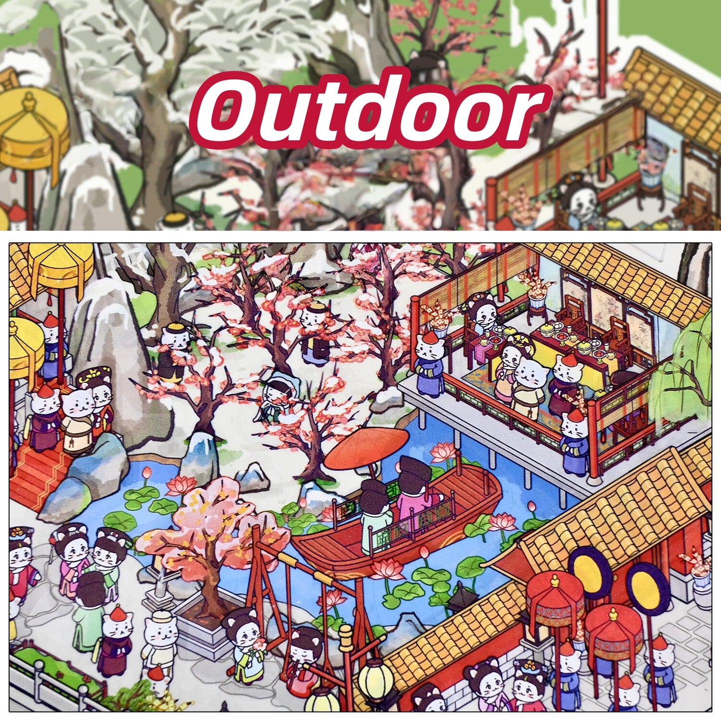 The Legend of Meow Huan 3D Sticker | 2 Cute Miniature Scenes