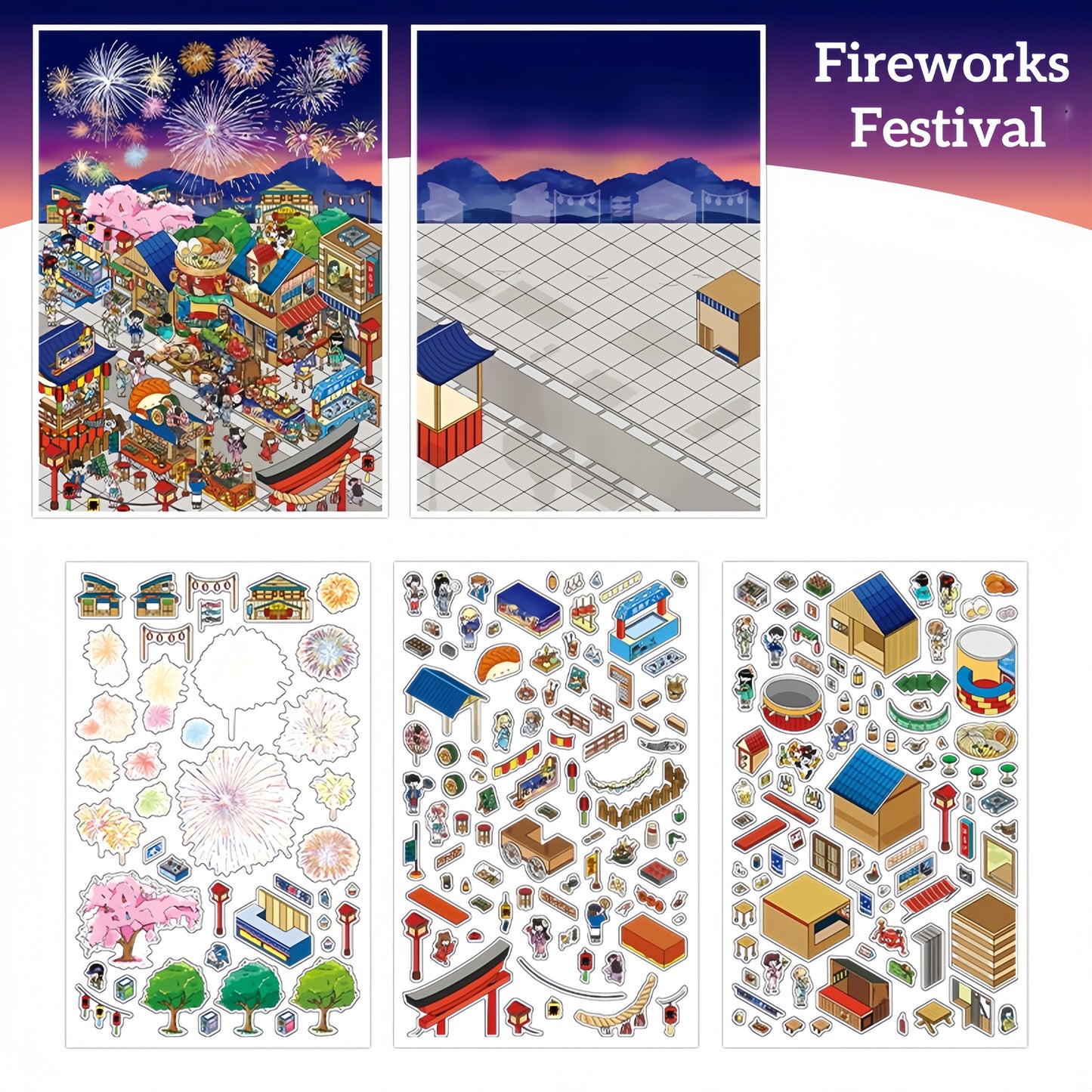 Life in Japan 3D Sticker | 4 Cute Miniature Scenes