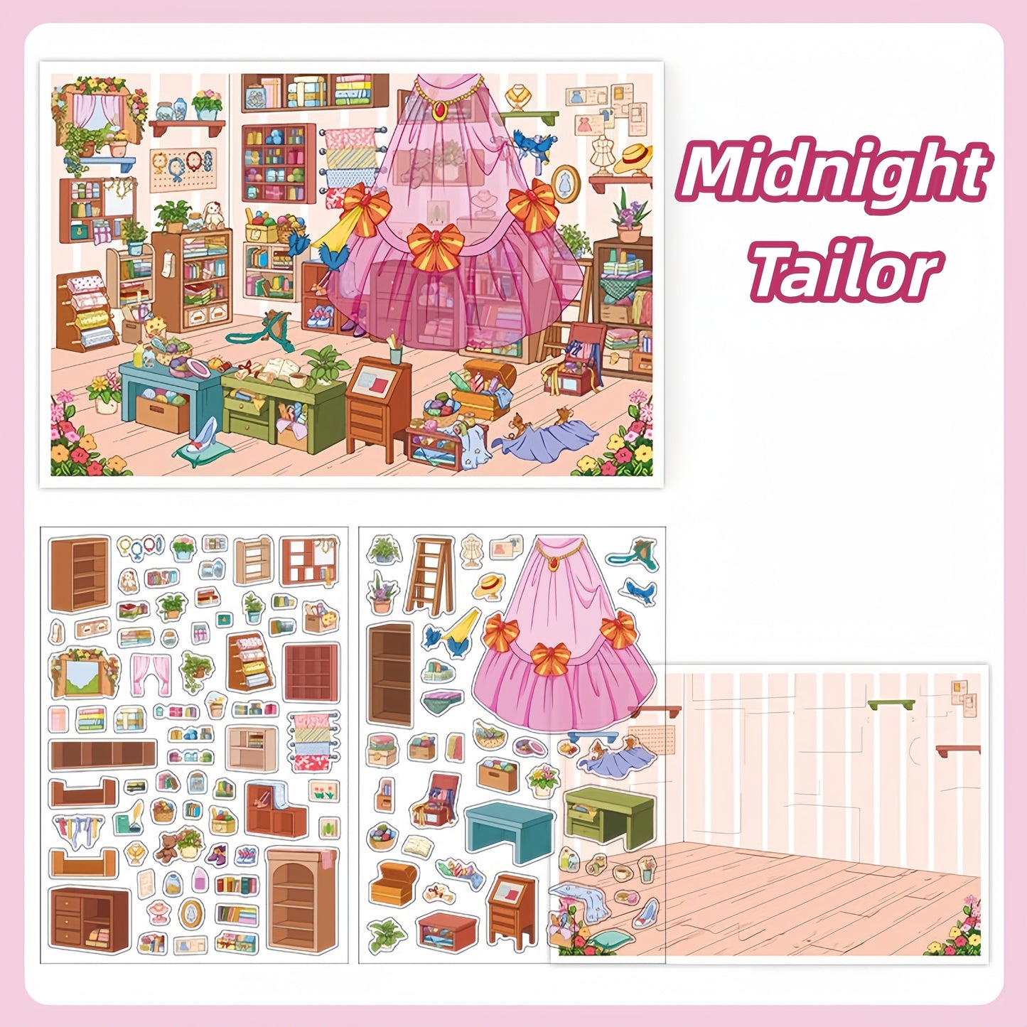 Whimsical Rooms 3D Sticker | 4 Cute Miniature Scenes