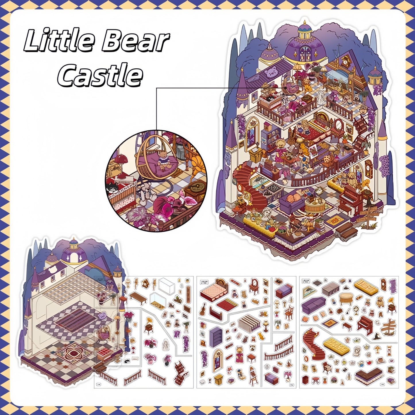 Scary Castle 3D Sticker | 2 Cute Miniature Scenes