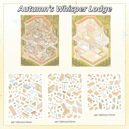 Cozy Rooms 3D Sticker | 5 Cute Miniature Scenes
