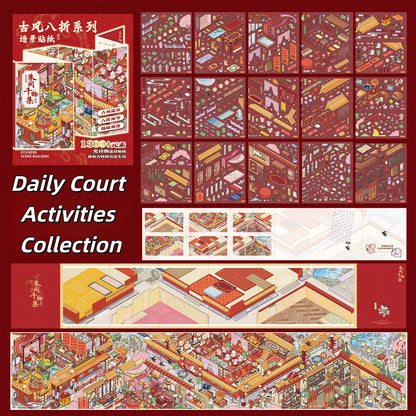 Eight-Fold Ancient Scenes 3D Sticker | 2 Cute Miniature Scenes