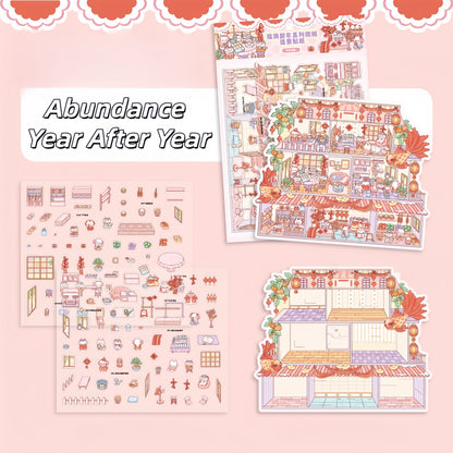 Fortune Cubicle 3D Sticker | 2 Cute Miniature Scenes