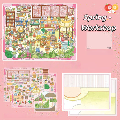 Warm Daily 3D Sticker | 4 Cute Miniature Scenes