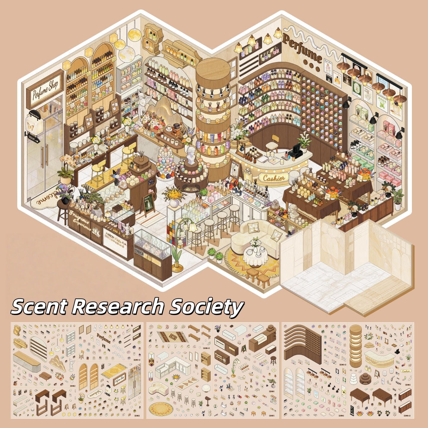 Quiet Shops 3D Sticker | 2 Cute Miniature Scenes