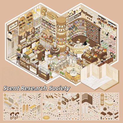 Quiet Shops 3D Sticker | 2 Cute Miniature Scenes