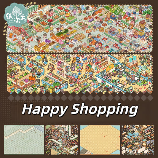 Happy Shopping 3D Sticker | 2 Cute Miniature Scene