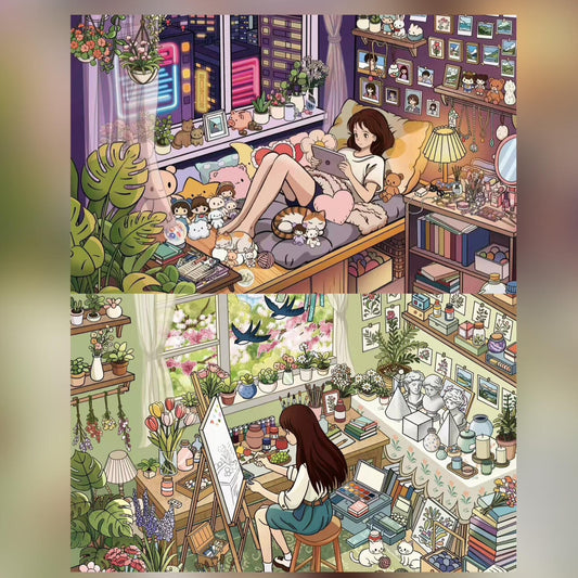 Gentle Hours 3D Sticker | 2 Cute Miniature Scenes
