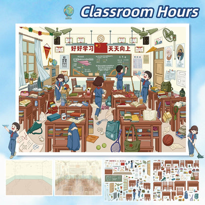 School Time 3D Sticker | 2 Cute Miniature Scenes