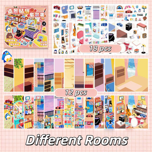 Cozy Rooms 3D Sticker Book