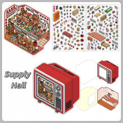Whimsical Space 3D Sticker | 4 Cute Miniature Scenes