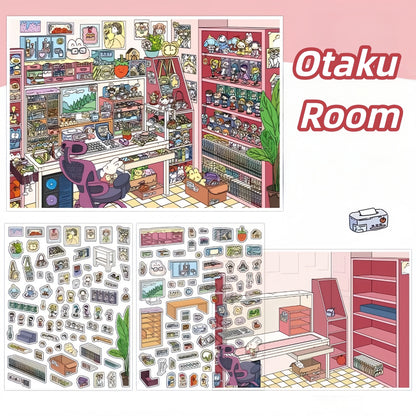 Dream Home 3D Sticker | 4 Cute Miniature Scenes