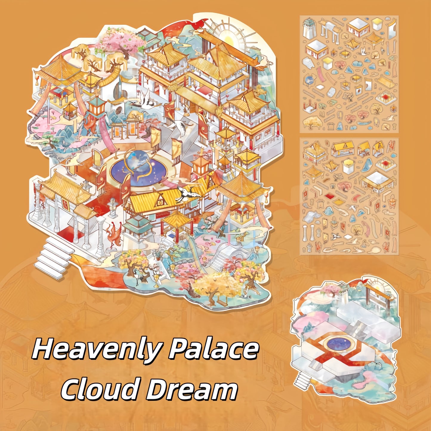Mythical Oriental Series 3D Sticker | 2 Cute Miniature Scenes