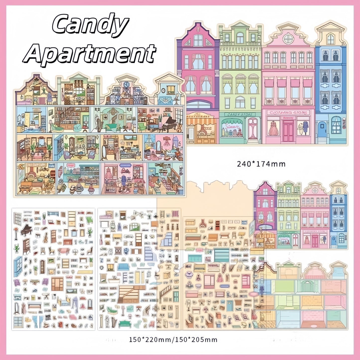 Colorful Cubicles 3D Sticker | 2 Cute Miniature Scenes