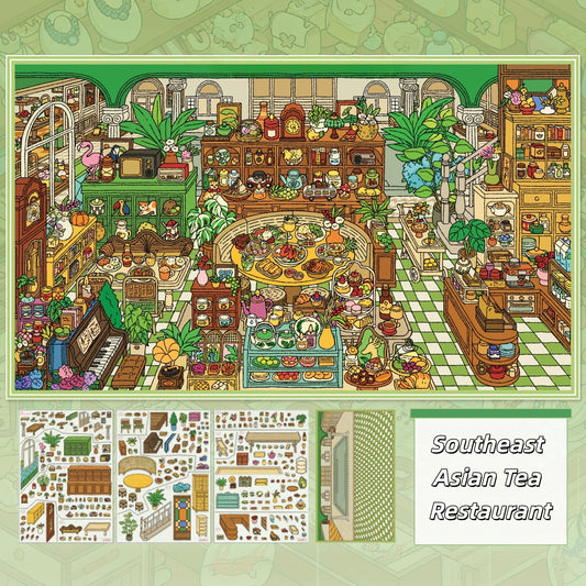 Southeast Asian Tea Restaurant 3D Sticker