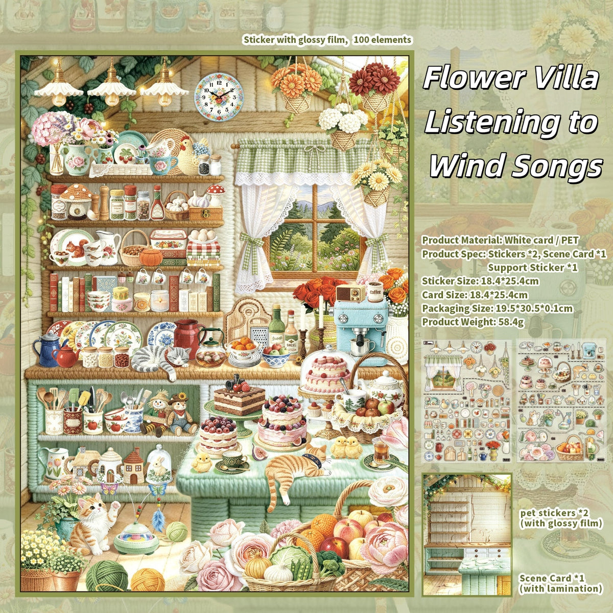 Poetic Flower Dwellings 3D Sticker | 2 Cute Miniature Scenes