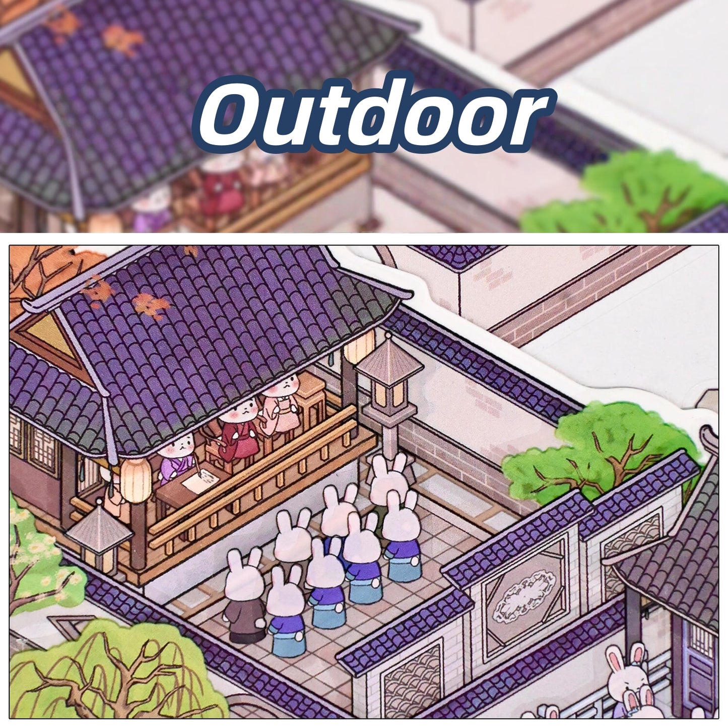 The Story Of Bunnylan 3D Sticker | 2 Cute Miniature Scenes